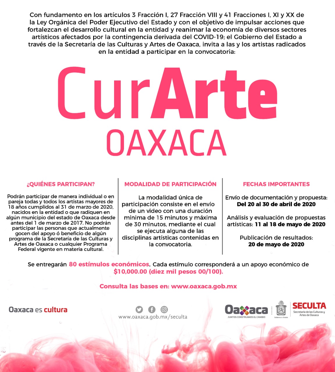 Emite Seculta convocatoria CurArte en apoyo a la comunidad artística oaxaqueña