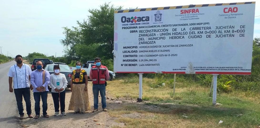 Supervisa Gloria Sánchez obra del tramo carretero Juchitán-Unión Hidalgo